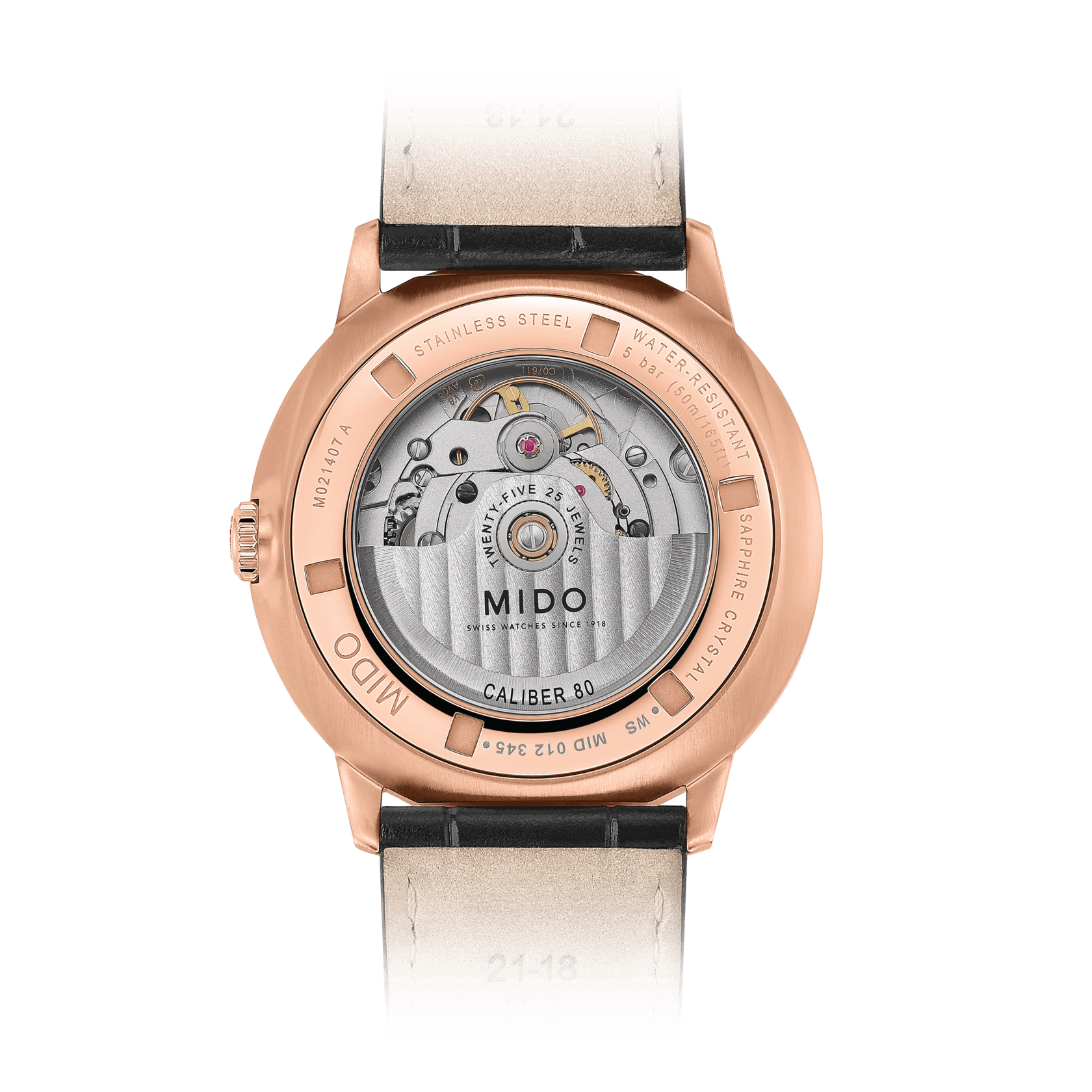 Mido Commander Gradient Rose Gold PVD Skeleton Dial Men's Watch M0214073641100