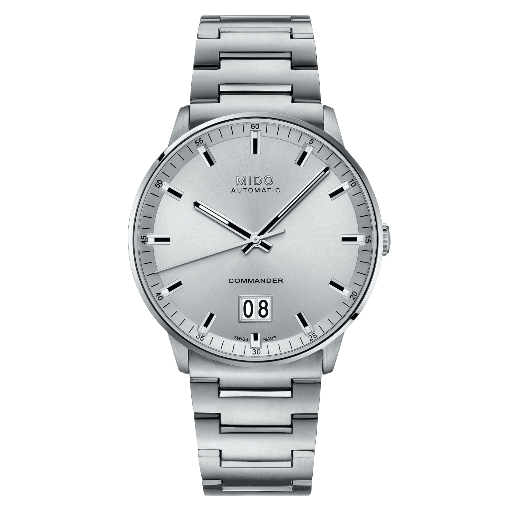 Mido Commander Big Date Silver Dial Steel Men's Watch M0216261103100