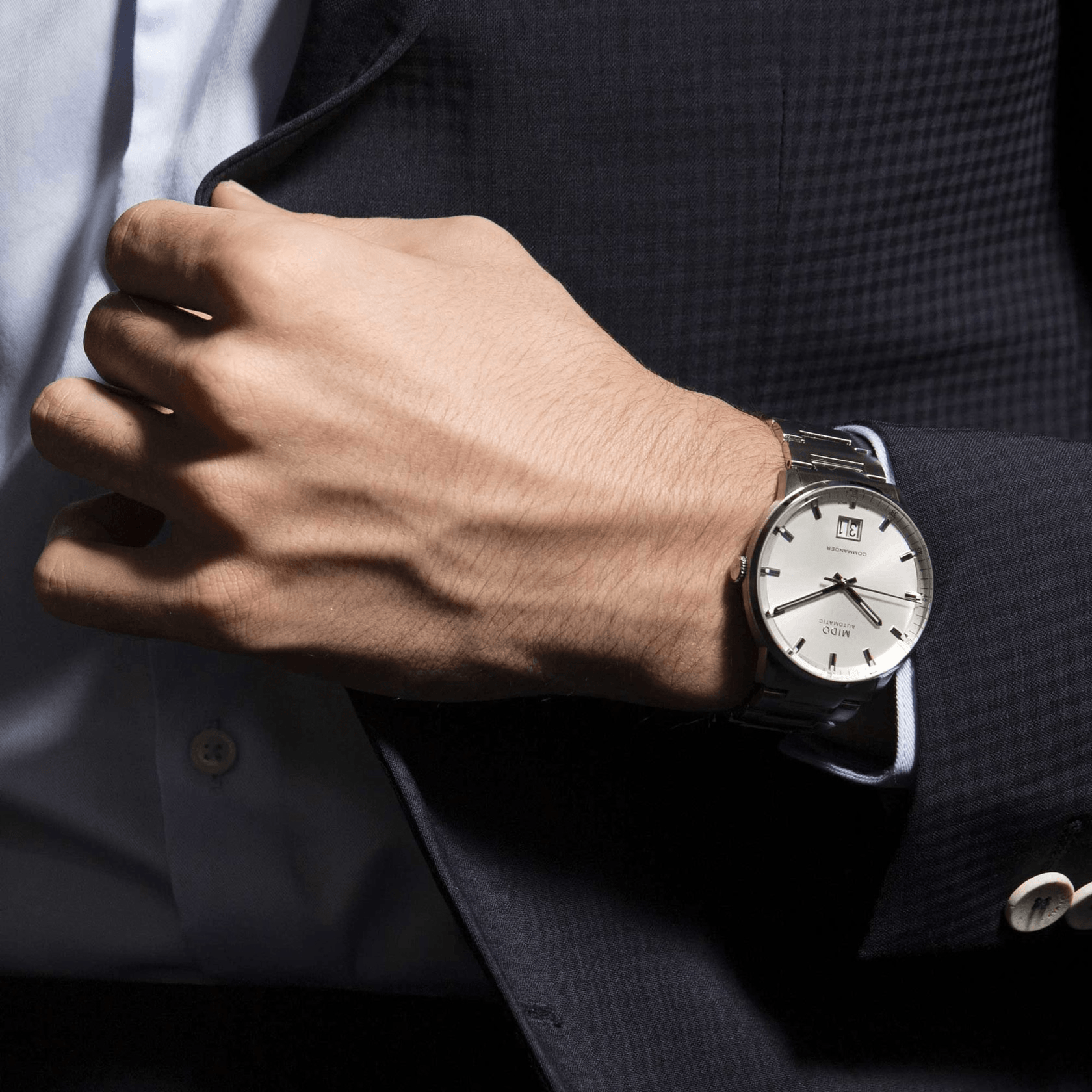 Mido Commander Big Date Silver Dial Steel Men's Watch M0216261103100