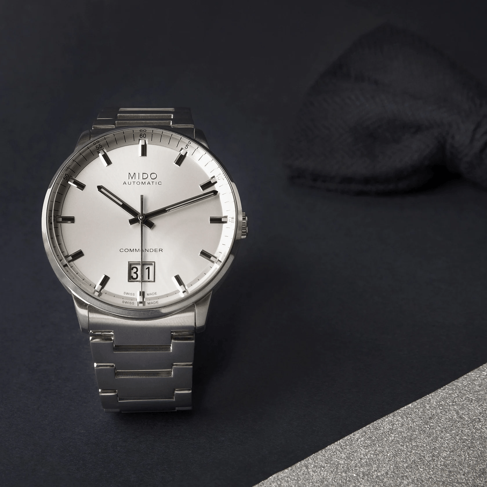 Mido Commander Big Date Silver Dial Steel Men's Watch M0216261103100