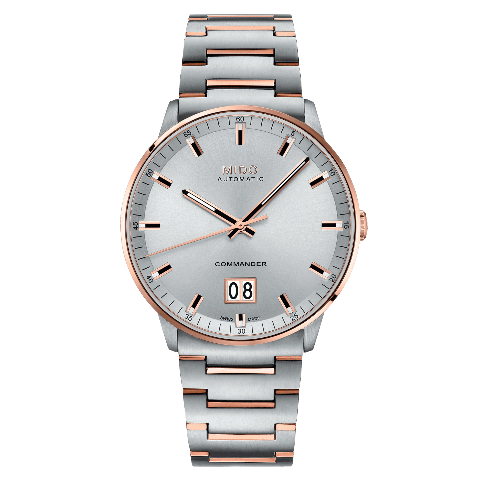 Mido Commander Big Date Silver Dial Two-Tone Steel Men's Watch M0216262203100