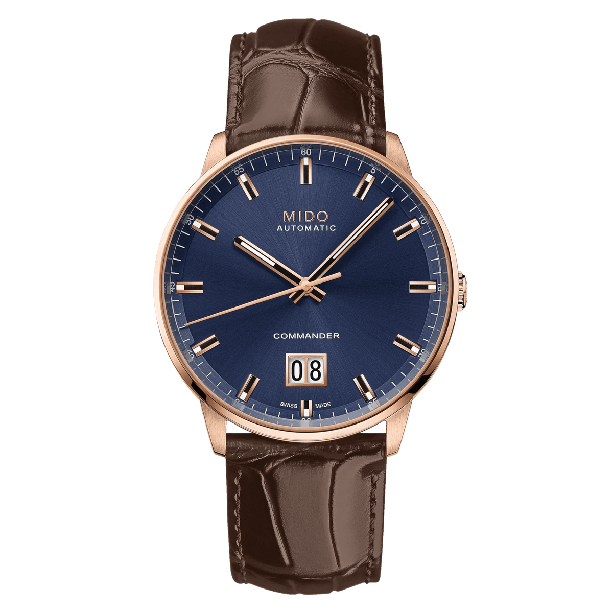 Mido Commander Big Date Rose Gold Blue Dial Men's Watch M0216263604100