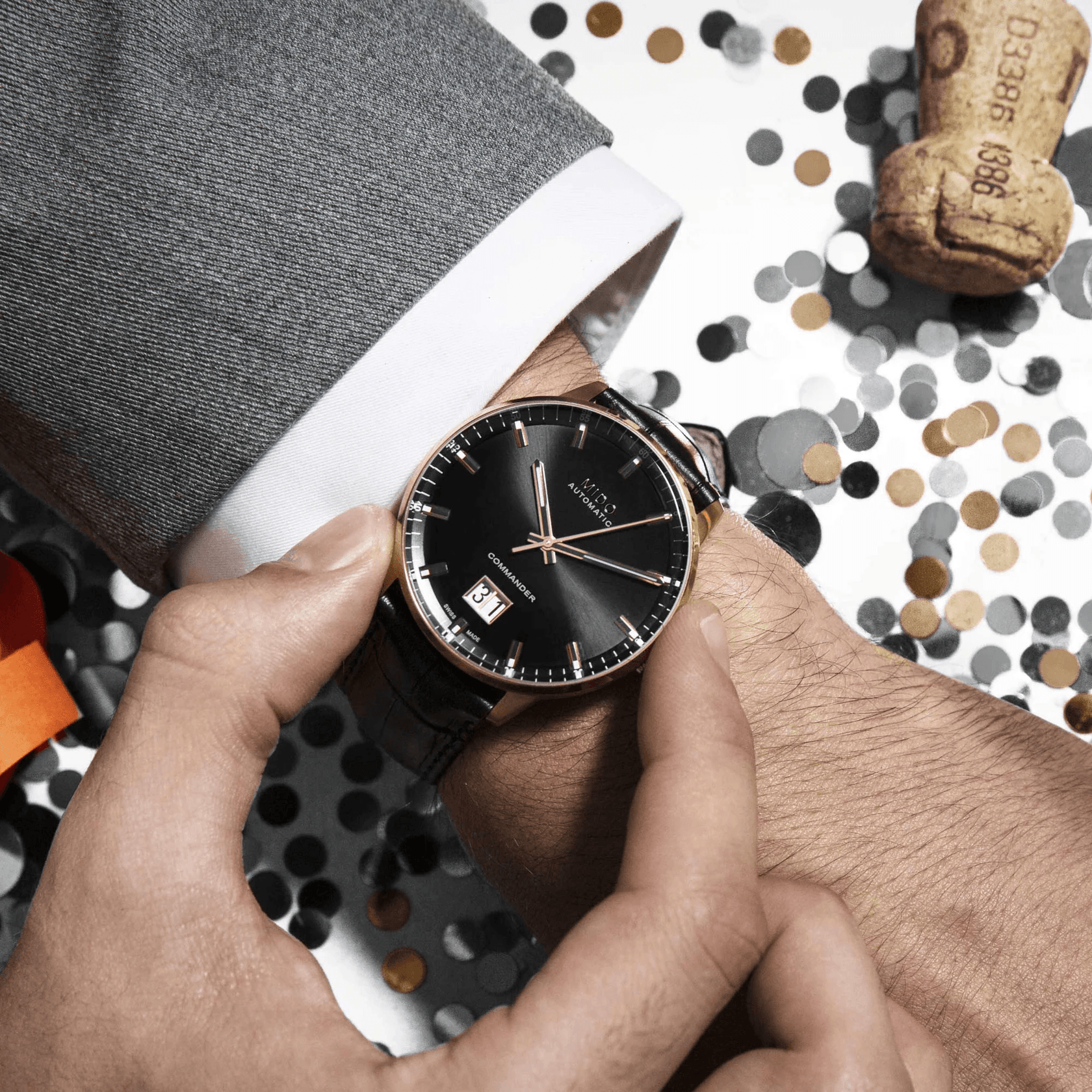 Mido Commander Big Date Rose Gold-Black Men's Watch M0216263605100