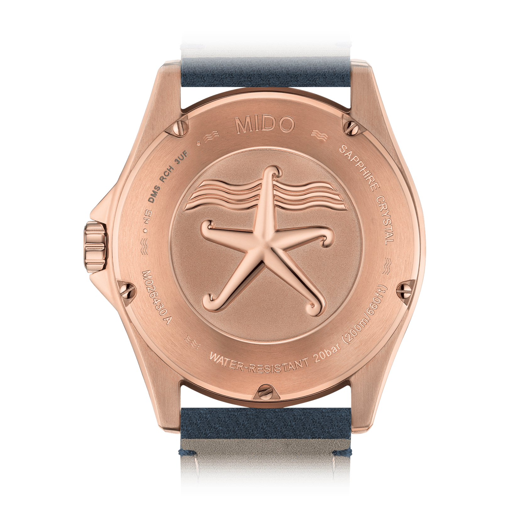 Mido Ocean Star 200 Rose Gold Blue Strap Men's Watch M0264303604100