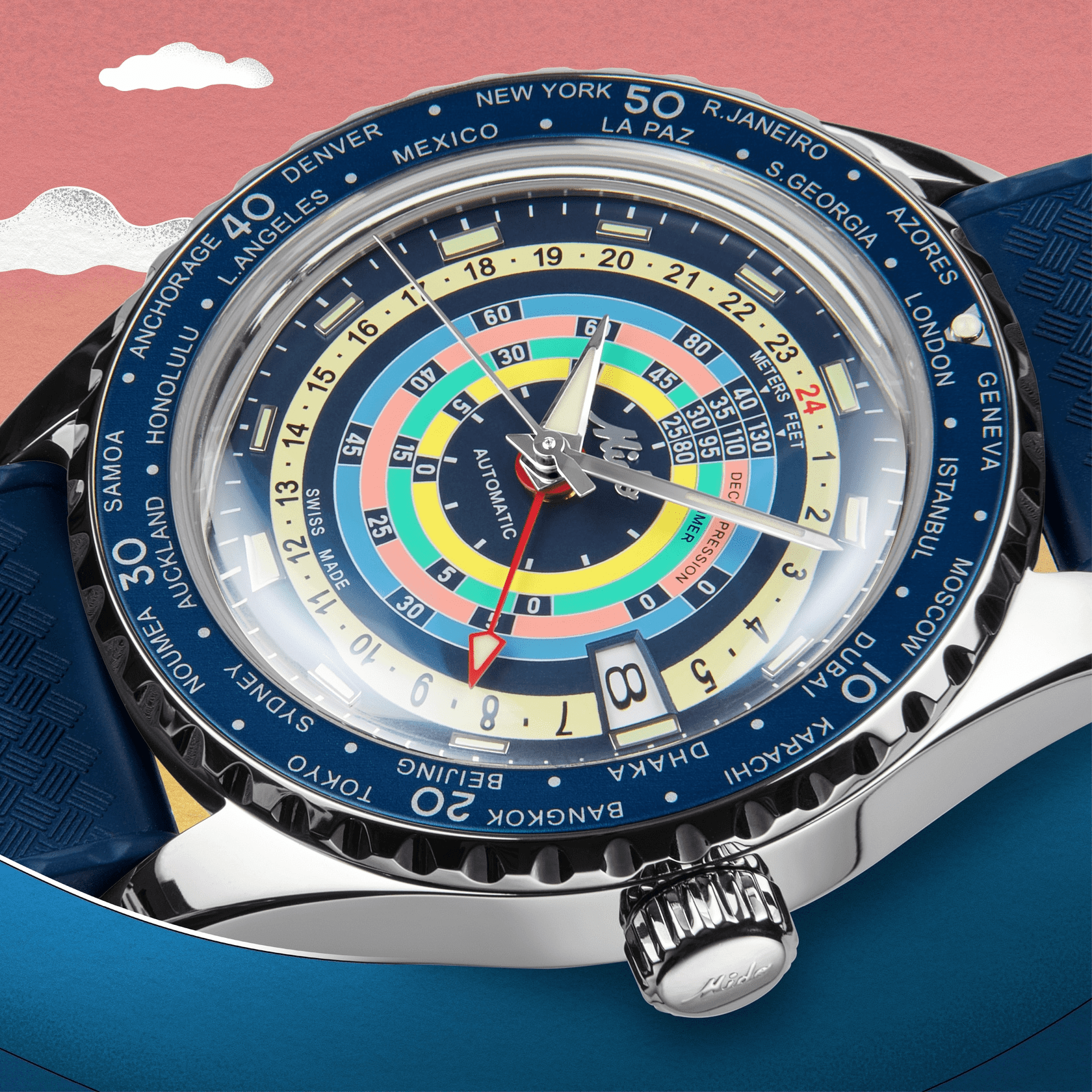 Mido Ocean Star Decompression Worldtimer Blue Men's Watch M0268291704100