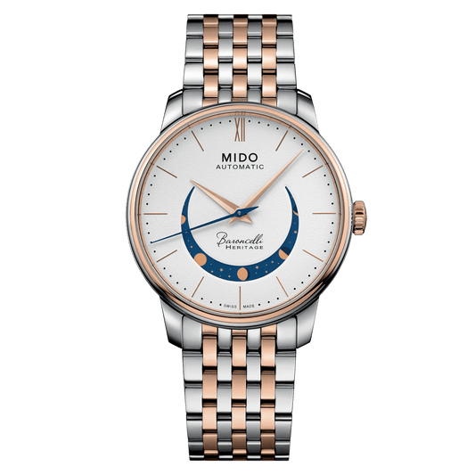 Mido Baroncelli Smiling Moon White Dial Two-Tone Men's Watch M0274072201001