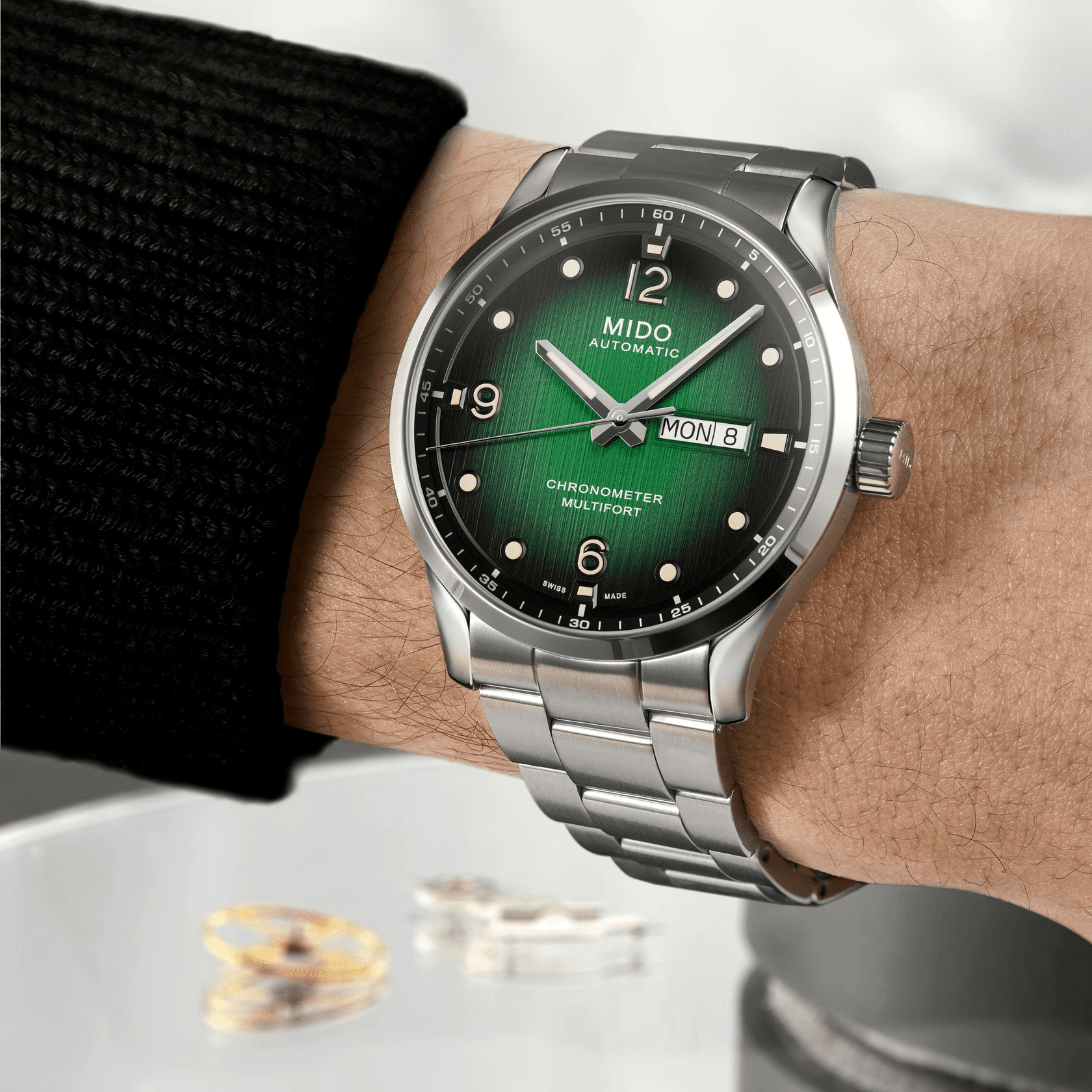 Mido Multifort M Chronometer Green Gradient Steel Men's Watch M0384311109700