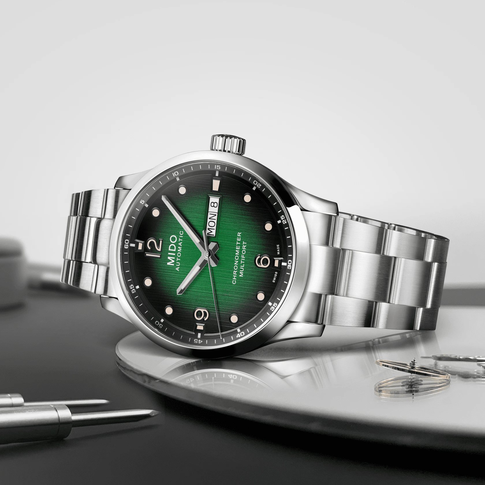 Mido Multifort M Chronometer Green Gradient Steel Men's Watch M0384311109700