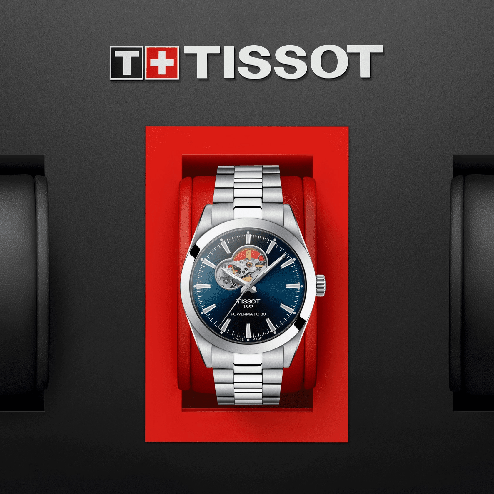 Tissot Gentleman Powermatic 80 Open Heart Blue Dial Men's Watch T1274071104101