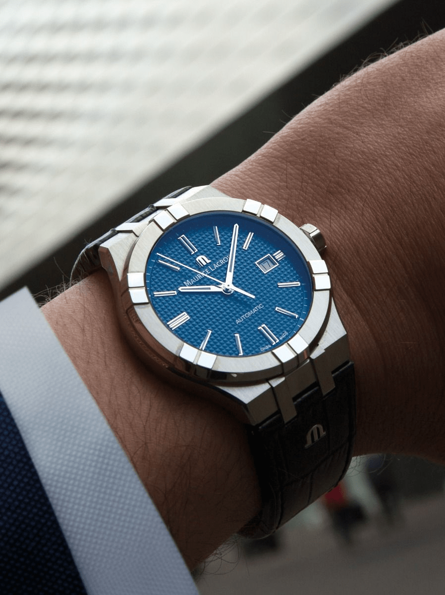Maurice Lacroix AIKON Automatic 42mm Blue Dial + Extra Strap Men's Watch AI6008-SS002-430-2