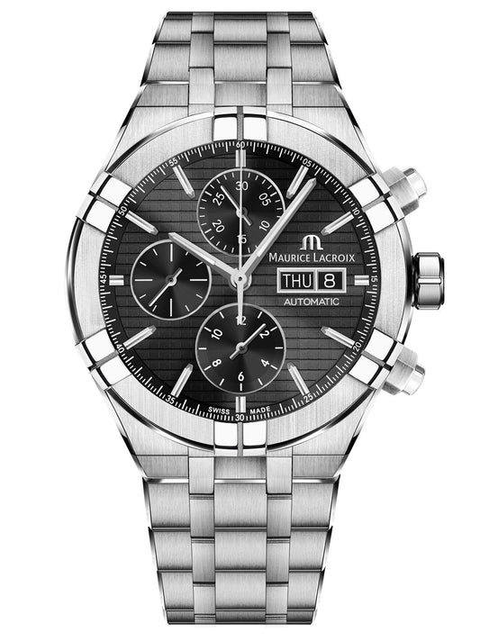 Maurice Lacroix AIKON 44mm Automatic Chronograph Black Dial Men's Watch AI6038-SS002-330-2