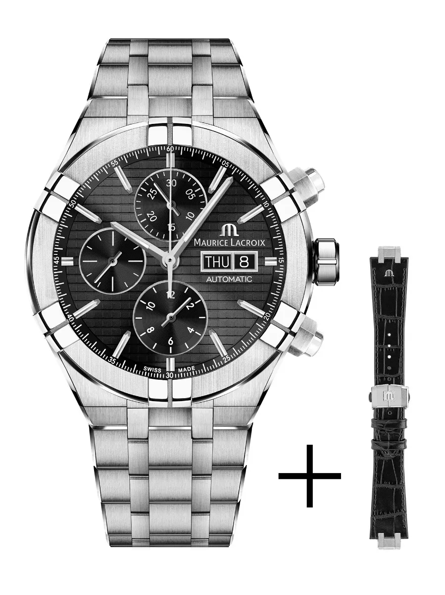 Maurice Lacroix AIKON 44mm Automatic Chronograph Black Dial Men's Watch AI6038-SS002-330-2