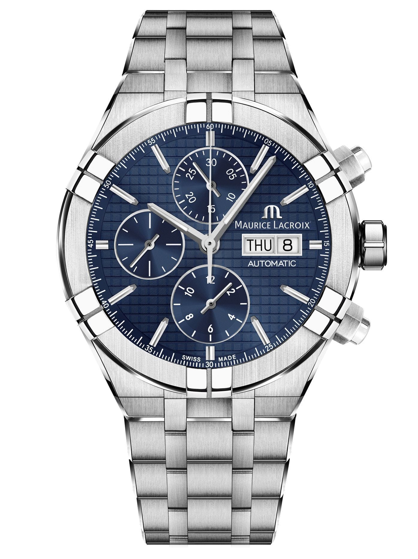 Lacroix Men\'s Automatic – AIKON 44mm Time Plus Watch Machine Maurice Chronograph Blue
