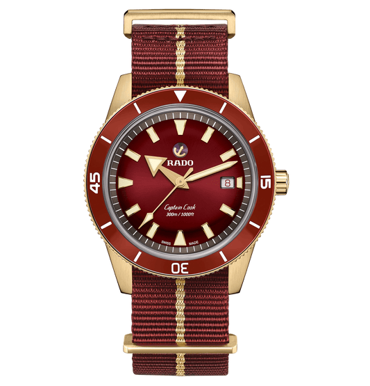 RADO Captain Cook Bronze 42mm Red Dial NATO Strap Men's Watch R32504407