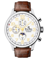 Ernst Benz Chronolunar Officer 47mm White Dial Gold Hands Men's Watch GC10384