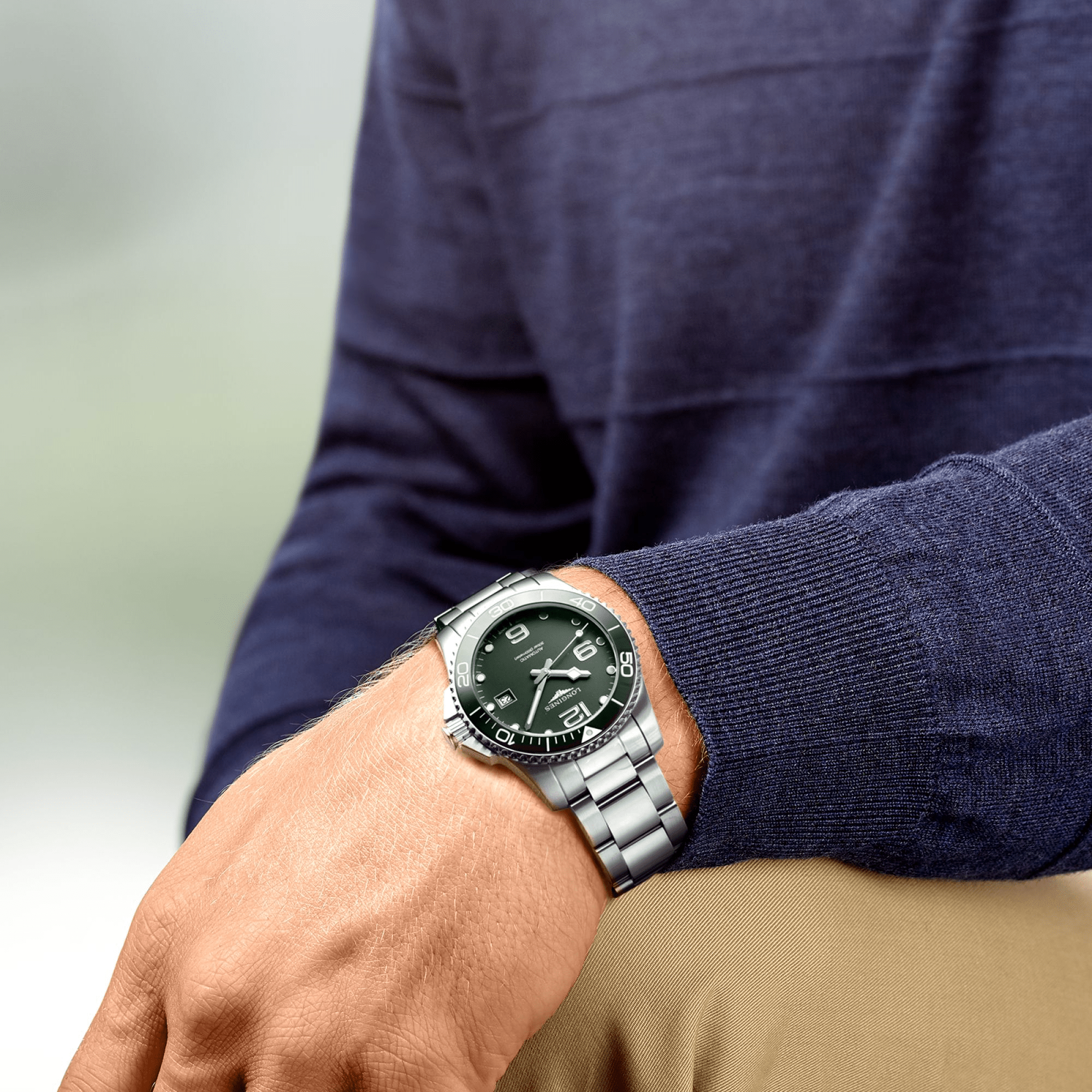 Longines HydroConquest 41mm Green Matt Dial Stainless Steel Men's Watch L37814066