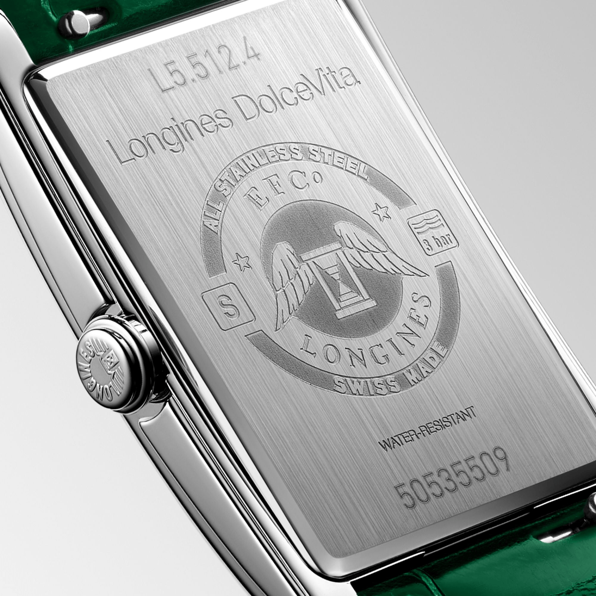 Longines DolceVita 23.3mm Rectangular Green Strap Women's Watch L5512471A