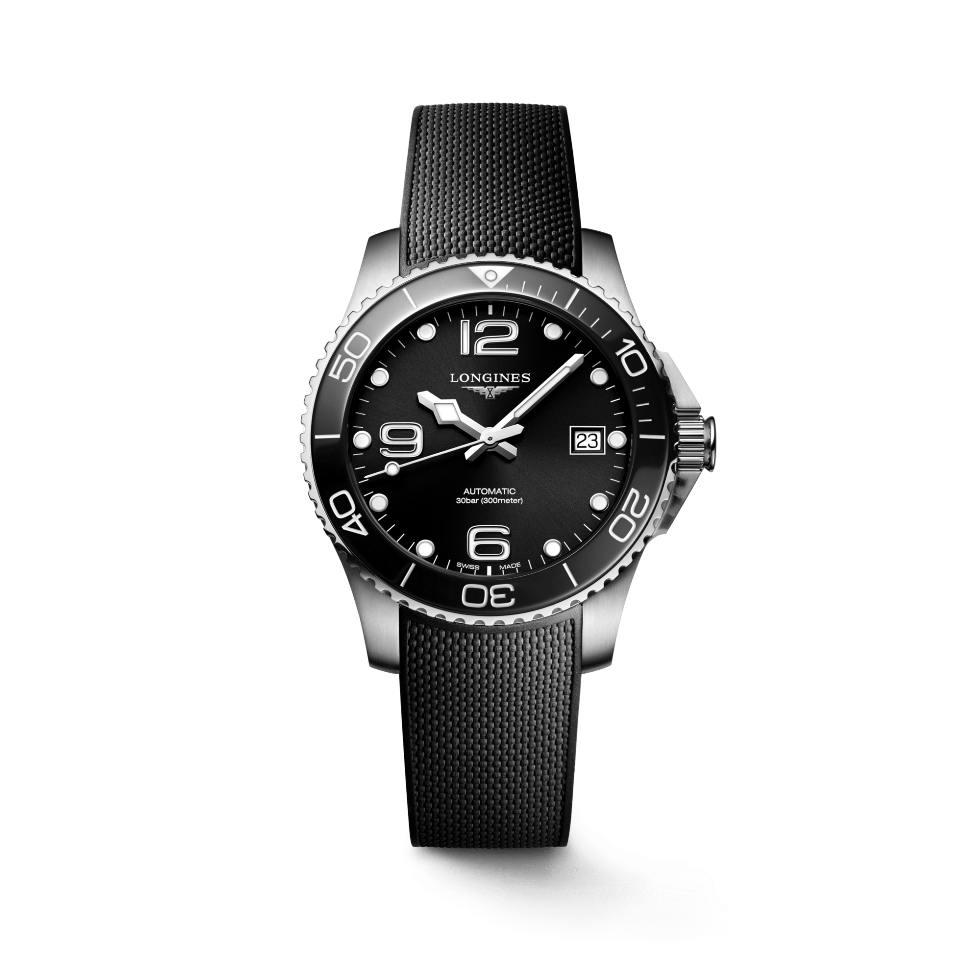 Longines HydroConquest 39mm Black Dial Rubber Strap Men's Watch L37804569