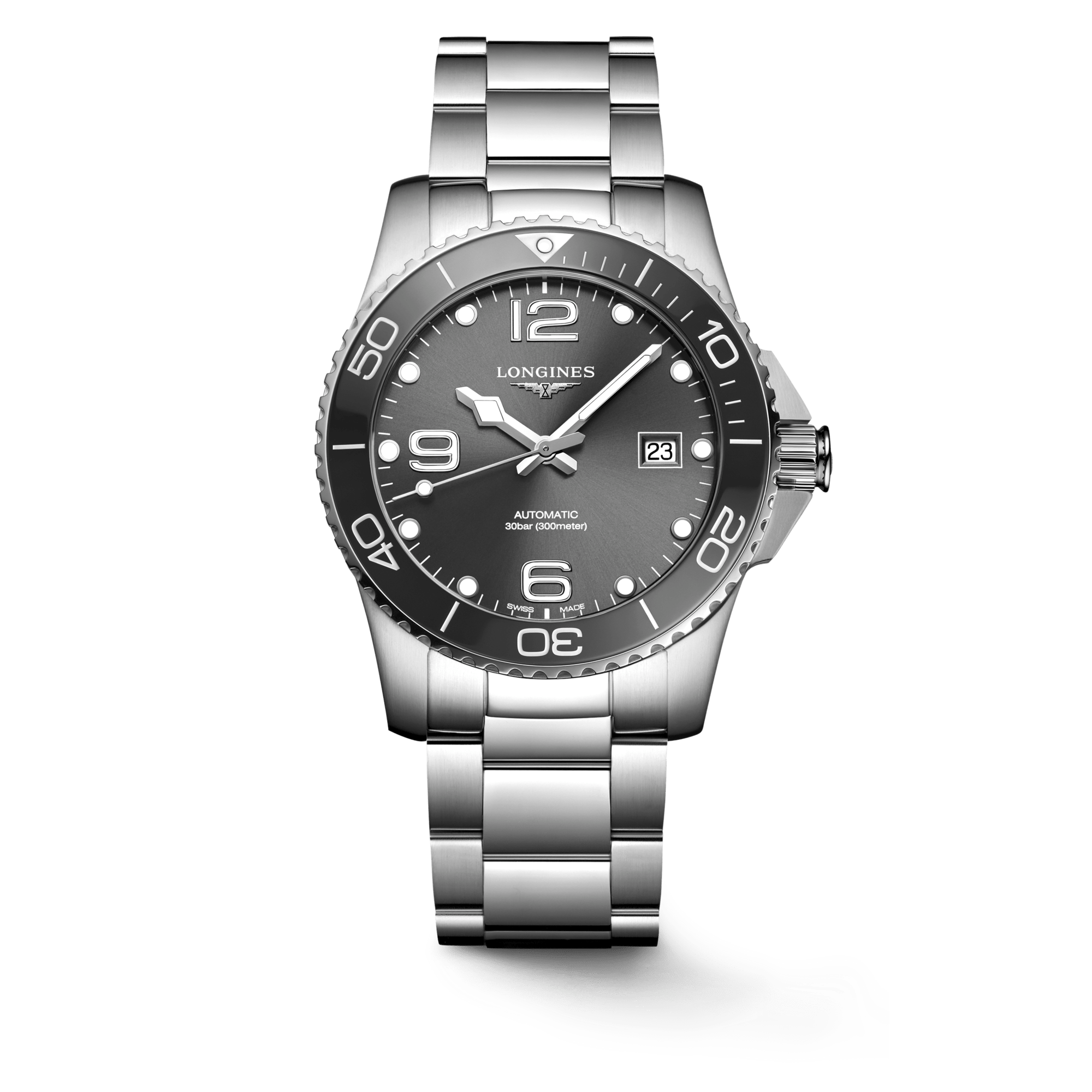 Longines HydroConquest 41mm Grey Dial Stainless Steel Men's Watch L37814766
