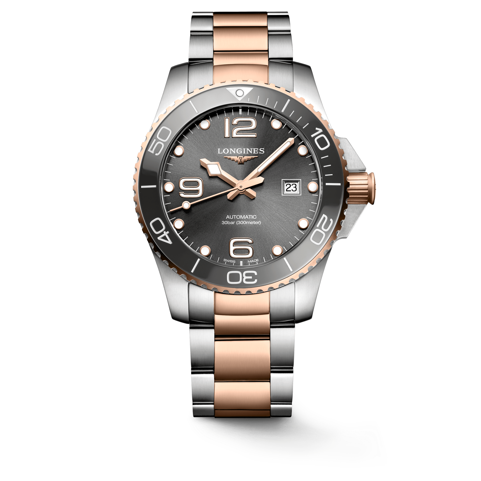 Longines HydroConquest 43mm Rose Gold-Grey Steel Men's Watch L37823787