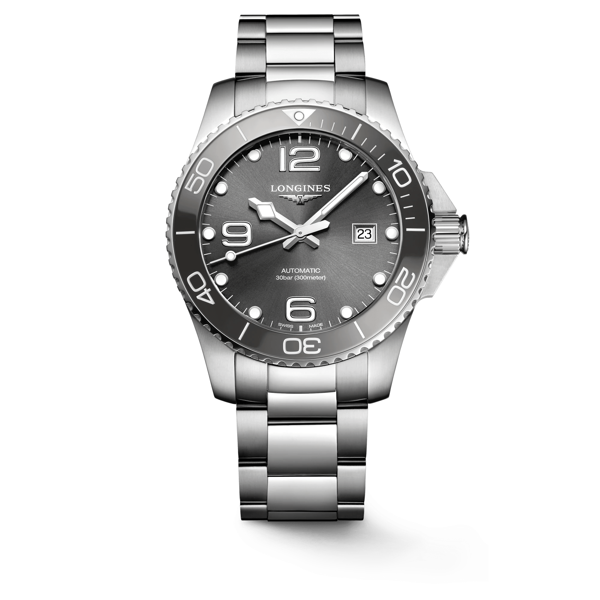 Longines HydroConquest 43mm Sunray Grey Stainless Steel Men's Watch L37824766