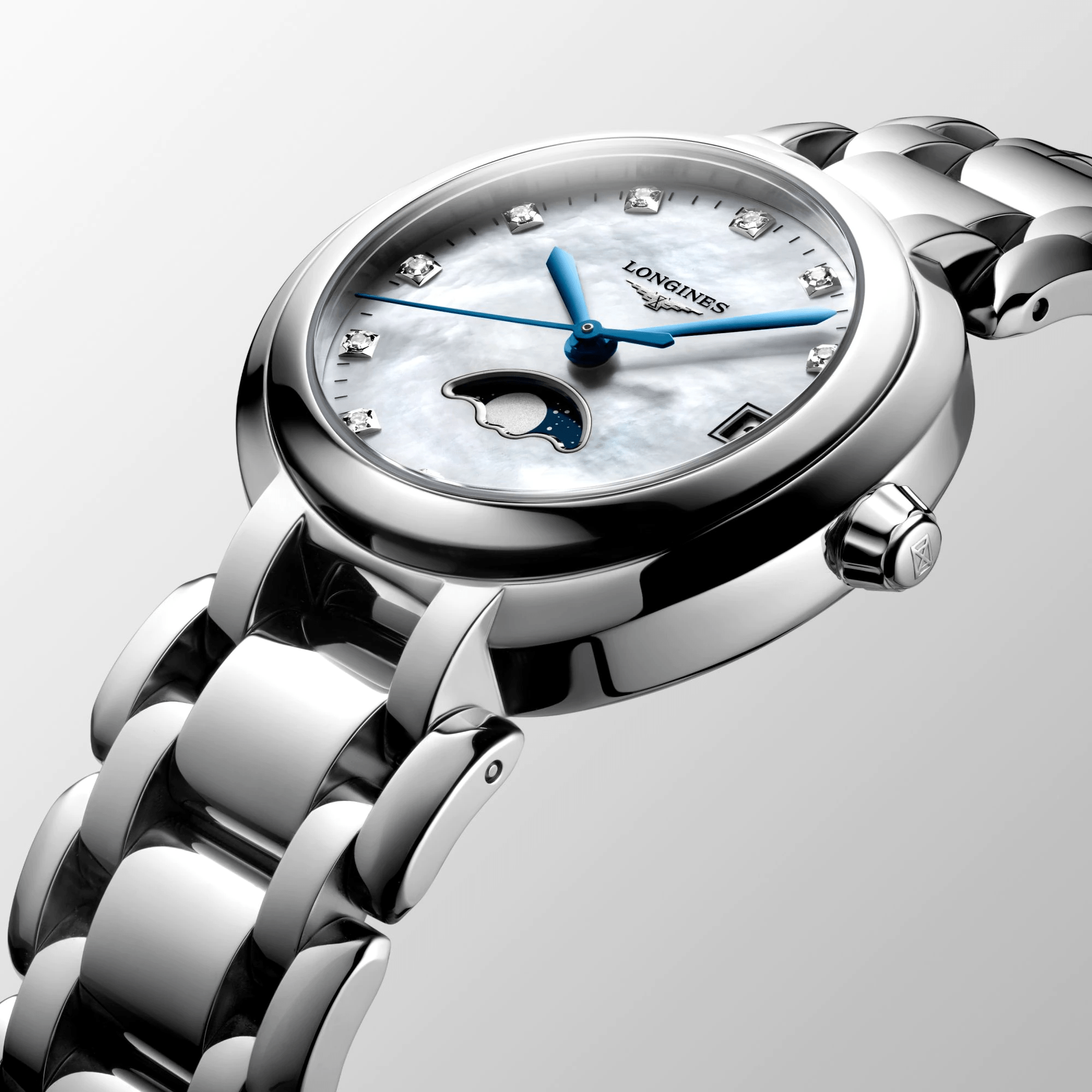 Longines PrimaLuna 30.5mm Stainless Steel Moonphase Diamonds Women's Watch L81154876