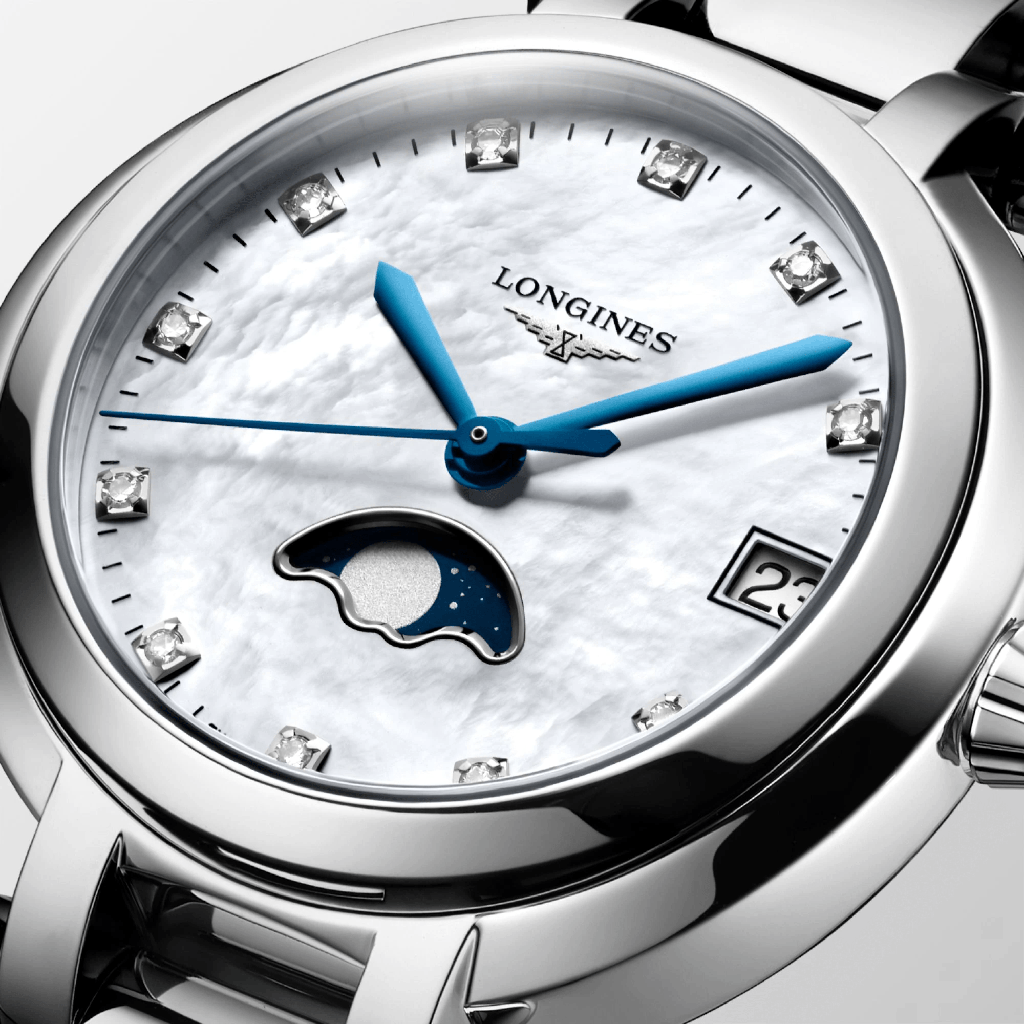 Longines PrimaLuna 30.5mm Stainless Steel Moonphase Diamonds Women's Watch L81154876
