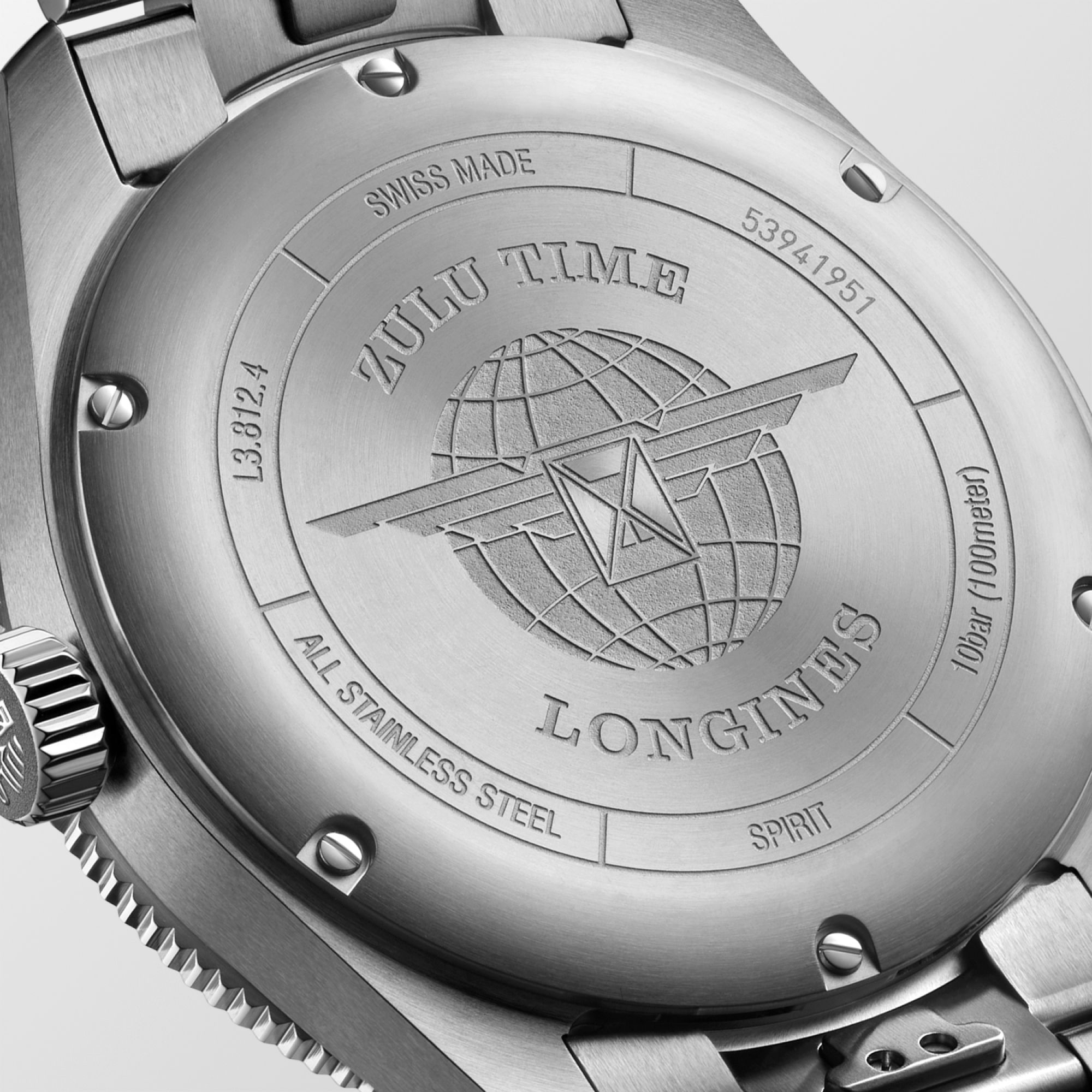 Longines Spirit Zulu Time Black Dial Stainless Steel GMT Men's Watch L38124536