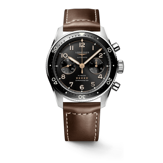 Longines Spirit Flyback 42mm Chronograph Brown Strap Men's Watch L38214532