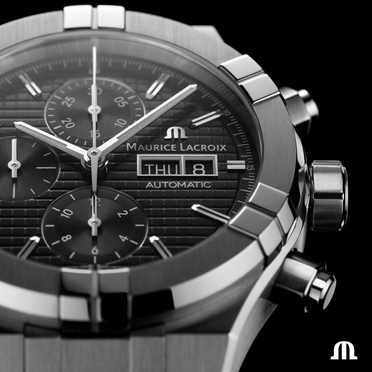 Maurice Lacroix AIKON Automatic Chronograph 44mm Black Men's Watch AI6038-SS000-330-2