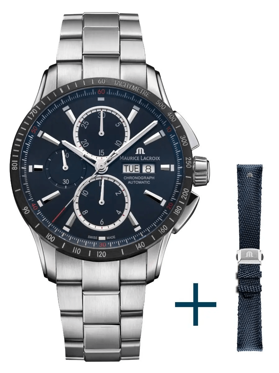 Time Dial Men\'s Dark Watch 43mm – Lacroix Machine Plus Maurice PONTOS Chronograph Blue S