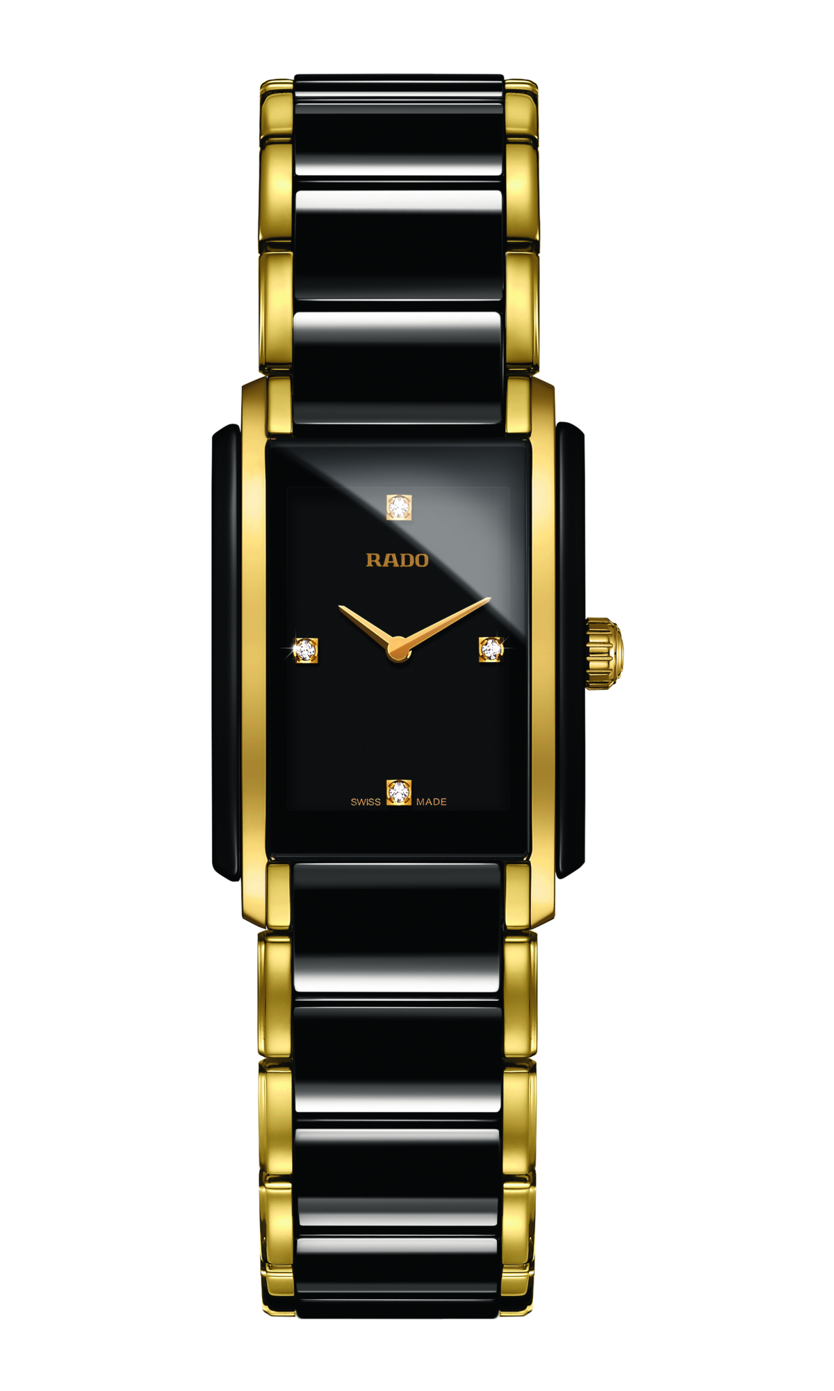 RADO Integral Diamonds 22.7mm Ceramic-Stainless Steel Black-Gold Women's Watch R20845712