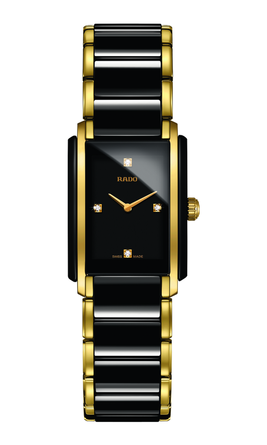 RADO Integral Diamonds 22.7mm Ceramic-Stainless Steel Black-Gold Women's Watch R20845712