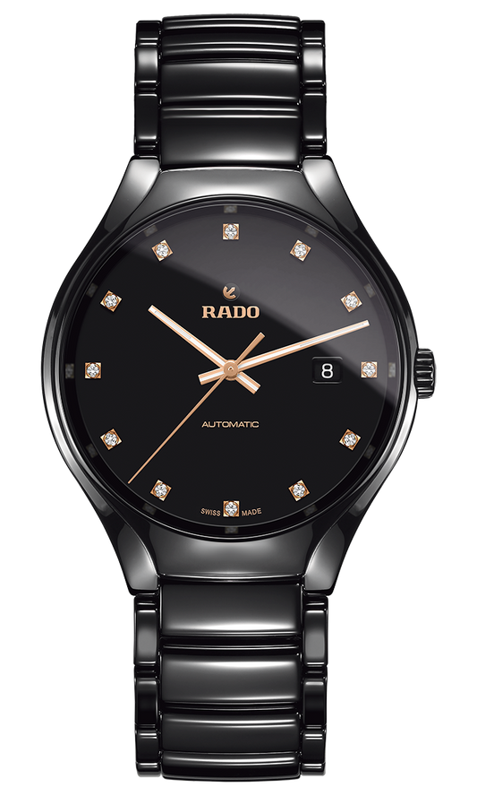 RADO True Automatic 12 Diamonds 40mm Black Ceramic Men's Watch R27056732