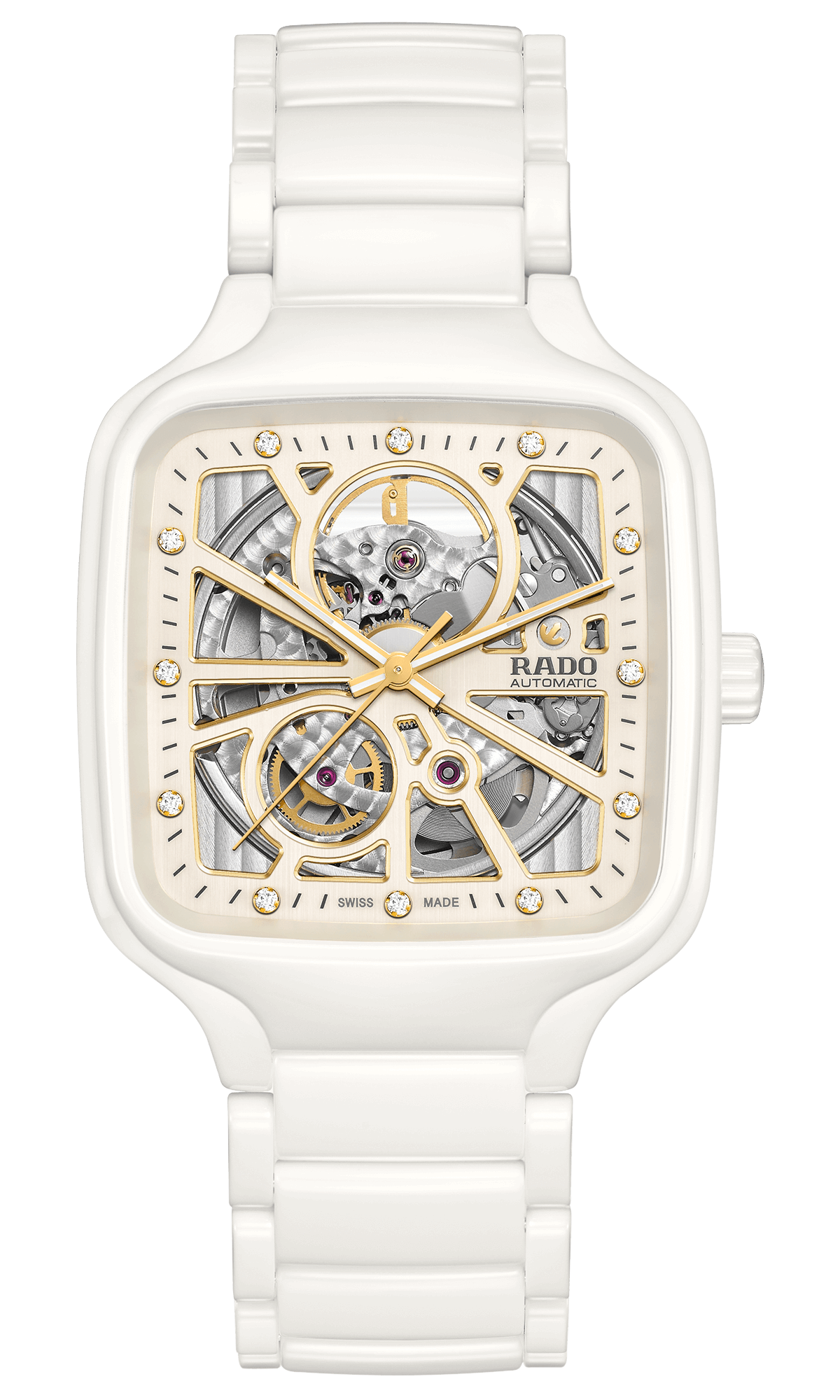 RADO True Square Automatic Open Heart White Ceramic Unisex Watch R27073702