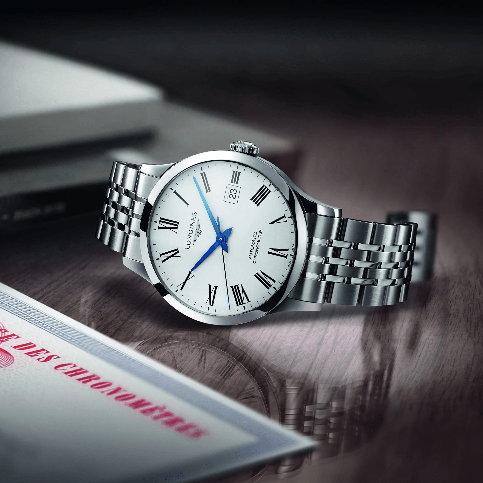 Longines Record 40mm Chronometer White Dial Steel Men's Watch L28214116