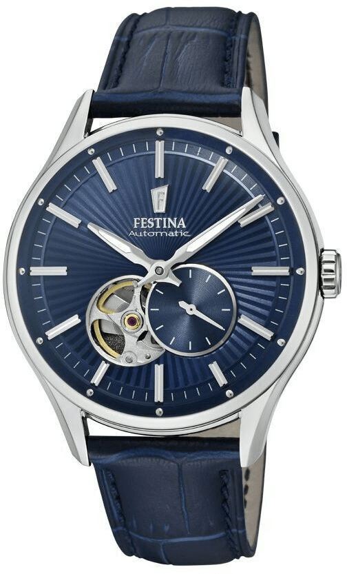Festina Automatic 42mm Dial Blue Strap Men's Watch Time Machine Plus