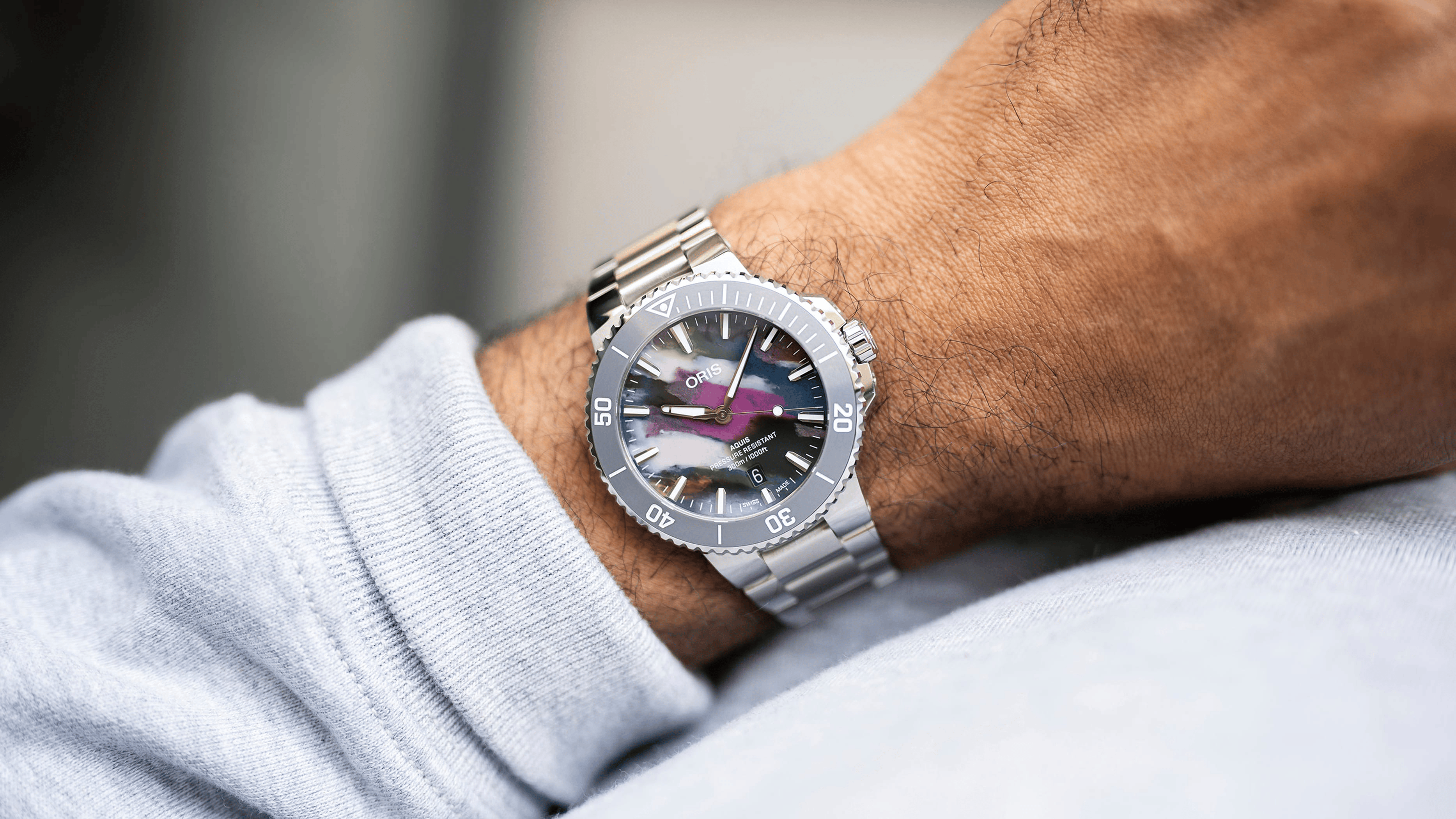 Oris Aquis Date Upcycle 41.5mm Multicoloured Dial Men's Watch 01 733 7787 4150-07 8 22 04PEB
