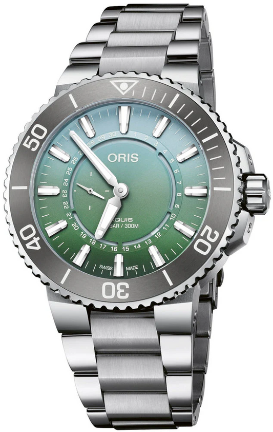 Oris Aquis Dat Watt Limited Edition II 43.5mm Green Dial Men's Watch 01 743 7734 4197-Set