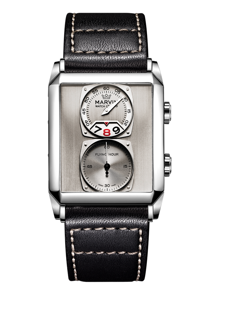 Marvin Malton Rectangular 50mm Rhodium Silver Dial Men's Watch