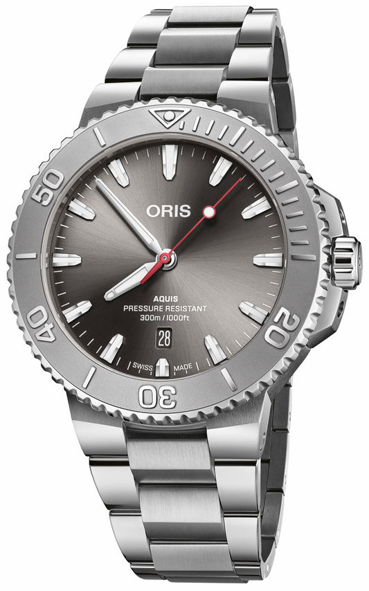 Oris Aquis Date Relief 43.5mm Grey Dial Men's Watch 01 733 7789 4153-07 8 23 04PEB