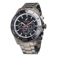 Nautica One 48mm Gunmetal Stainless Steel Chronograph Men's Watch NAPNOF305