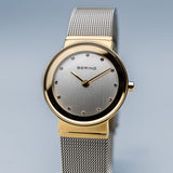 BERING Classic Polished Gold 26mm Silver Dial Women's Watch 10126-001