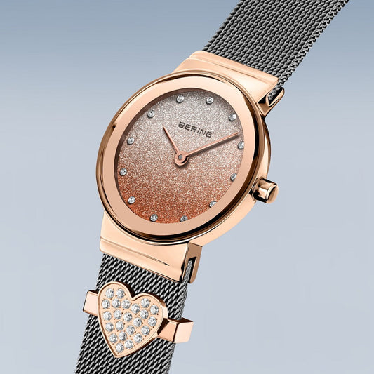BERING Classic Polished Rose Gold 26mm Rose Gold/Silver Stardust Dial Women's Watch 10126-0663-GWP