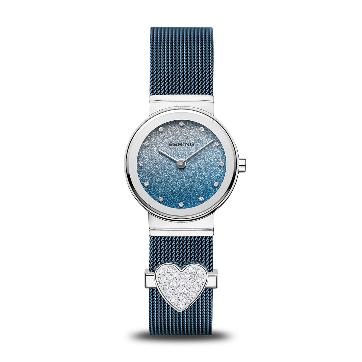 BERING Classic Polished Silver 26mm Blue/Silver Stardust Dial Women's Watch 10126-3073-GWP