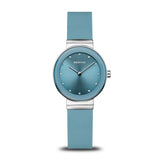 BERING Classic Polished Silver 29mm Blue Sunray Dial Women's Watch 10129-708