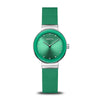 BERING Classic Polished Silver 29mm Green Sunray Dial Women's Watch 10129-808