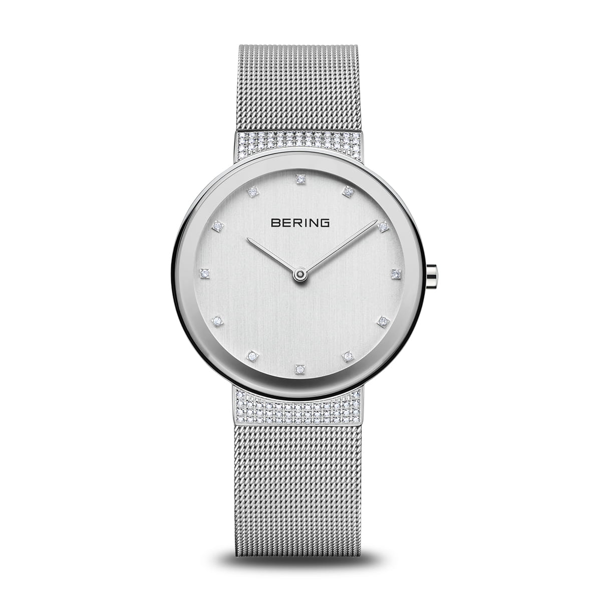 BERING Classic Polished Silver 35mm White Dial Women's Watch 10135-0005