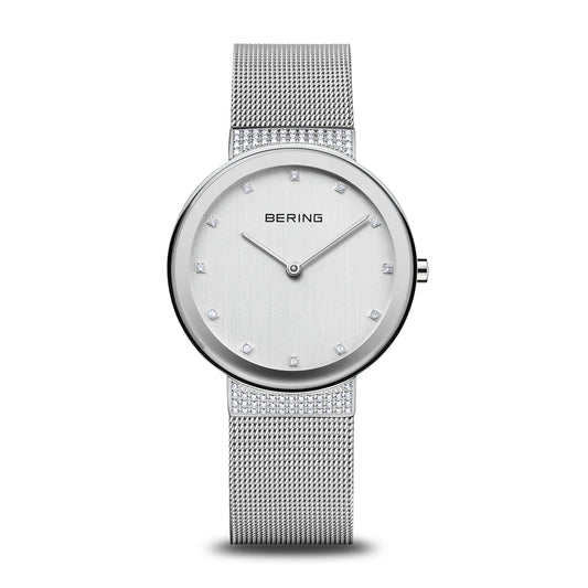 BERING Classic Polished Silver 35mm White Dial Women's Watch 10135-0005