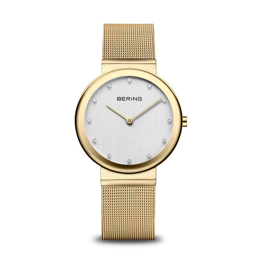 BERING Classic Polished Gold 35mm White Dial Women's Watch 10135-334
